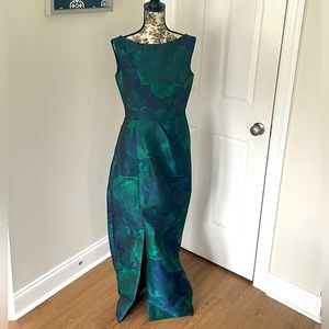 Kay Unger navy and green dress